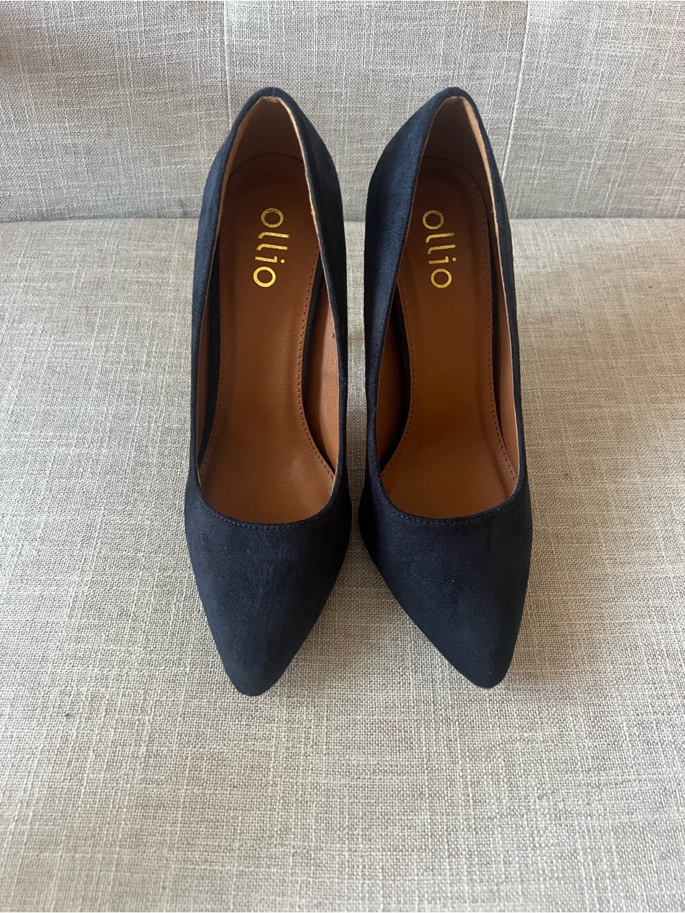 Ollio Navy Pointed-Toe Faux Suede Stiletto Heels, women’s 7, occasion, office